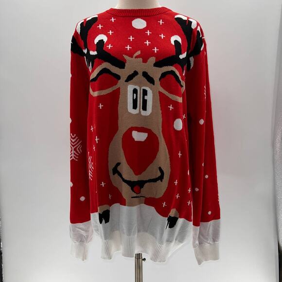 SSLR Red Rudolph Crewneck Men's Sweater - L  NWT - Picture 1 of 12